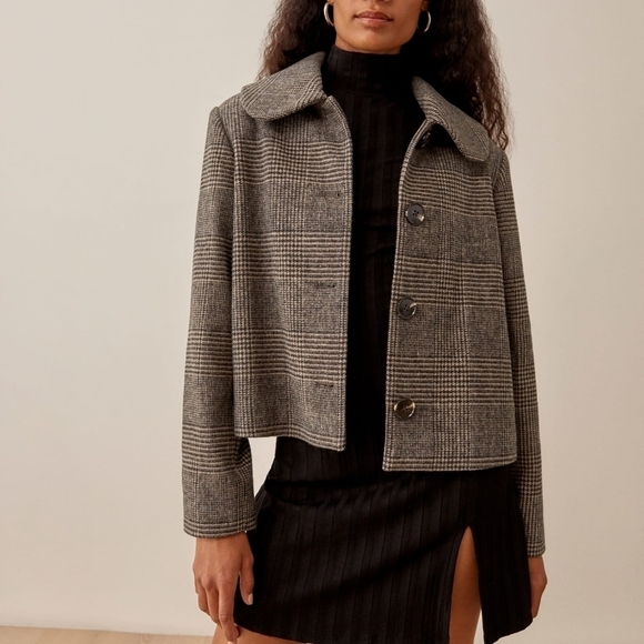Reformation Dillon Jacket in Brown Plaid size XS - Picture 3 of 10